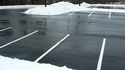 snow in a parking lot