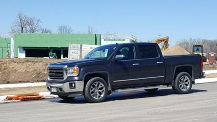 truck in front of a construction site