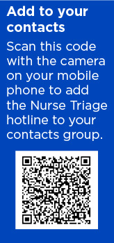 QR code to scan with your mobile phone to add Nurse Triage hotline to your contacts