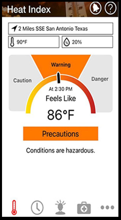 NIOSH/OSHA Heat Safety Tool App screen image